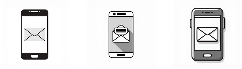 Aufkleber - Three smartphones with an envelope icon on the screen, representing email notifications.