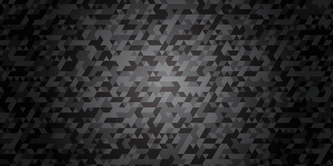 Abstract geometric black and gray background seamless mosaic diamond low polygon triangle texture wallpaper. Triangle shape retro wall grid pattern geometric ornament tile vector square element.