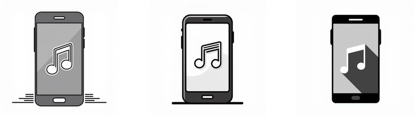 Poster - Three smartphone displays with musical notes.