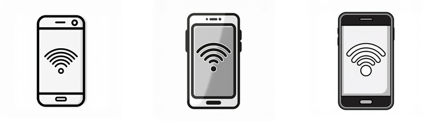 Poster - Three different styles of smartphone icons with a wifi symbol displayed on the screen.
