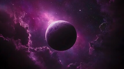 Wall Mural - purple planet in space clean blank canvas with empty space for designs
