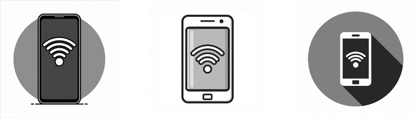 Poster - Three variations of a smartphone with a wifi icon on the screen.