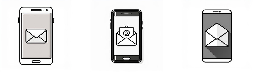 Poster - Three different smartphone designs, each showing a closed envelope icon.