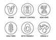 © Dmitry Kovalchuk - Main features icons for food dietary supplement labeling