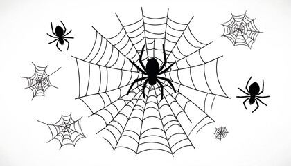 Spider web icon set,Spiderweb Icon,halloween, spider, insect, illustration, spider web, vector, black and white, corner, fear, horror, icon set,78