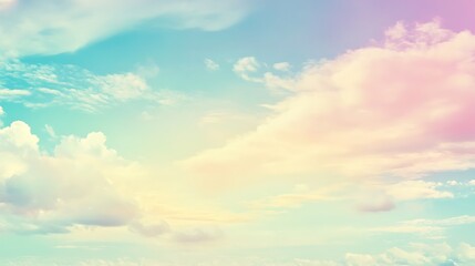 Wall Mural - Pastel Sky with Clouds Abstract Gradient Background with Copy Space
