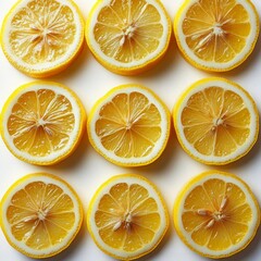 Freshly Squeezed Lemon Slices on White Background, Citrus Health Benefits, Natural Vitamin C, Summer Refreshment, Brightness and Clarity in Food Photography