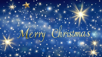 Wall Mural - Elegant Blue Merry Christmas Background with Stars