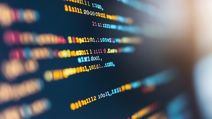 Programming Code on Computer Screen Minimalist White Background with Space for Text
