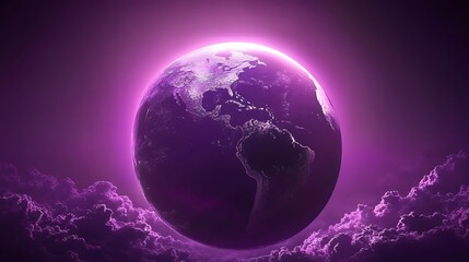 Wall Mural - purple earth with clouds soft pastel background for graphic design templates