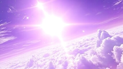 Wall Mural - purple sky with clouds minimalist white background with space for text