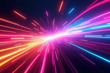 Wall Mural - vibrant neon light bursts for futuristic design and visual effects.