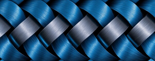 Wall Mural - Abstract blue and silver braided texture, isolated on a neutral background.