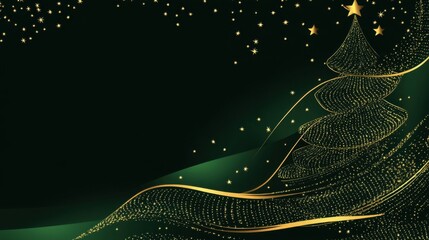 Wall Mural - Stylish Dark Green Holiday Background with Glittering Stars