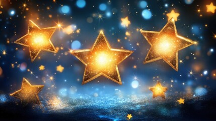 Wall Mural - Stylish Deep Blue Background with Golden Stars