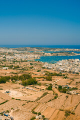 Aerial view of the island on a sunny day, Malta. 