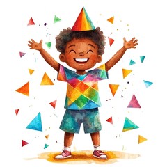 Canvas Print - Happy Birthday Boy with Colorful Confetti.