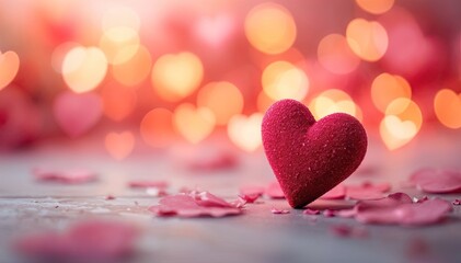 Wall Mural - Valentine background with hearts and bokeh effect