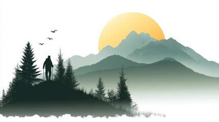 Isolated Character in 2D Nature Illustration