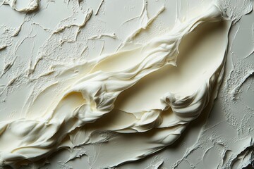 Wall Mural - a smooth smear of cream texture against a pristine white background showcasing the delicate interpla