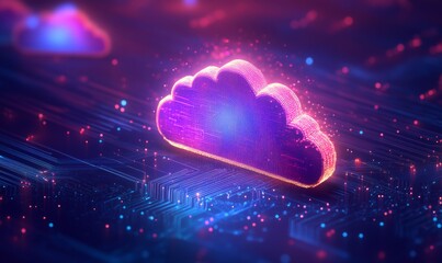Wall Mural - isometric illustration depicting modern cloud technology and networking concept, representing web cl