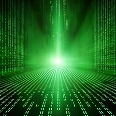 Abstract green digital binary code background