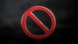 © hardvicore - Red forbidden sign, ink stamp isolated on dark backdrop. No symbol.