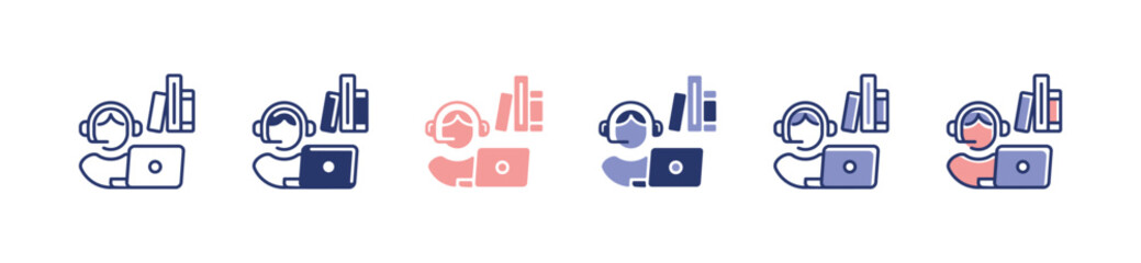 Poster - people study online course icon set e-learning education student workshop conference digital learning vector illustration