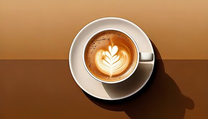 A cup of coffee with beans, Minimalist color palette or monochrome, Background for photography for advertising including a cup of coffee 