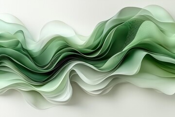 Wall Mural - Abstract Green Wavy Layers on White Background