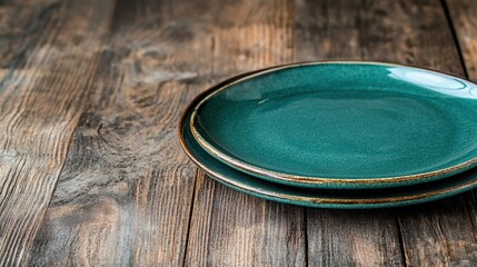 Featuring two elegant ceramic plates with a rustic design placed on a wooden table, this image exudes warmth, sophistication, and timeless style in home decor.