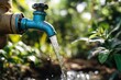 © Viam - Water flow outdoor blue faucet in nature