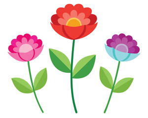 Wall Mural - set of flowervector illustration on white background