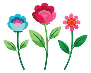 Wall Mural - set of flowervector illustration on white background