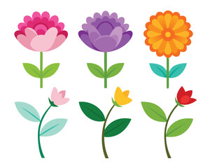 Wall Mural - set of flowervector illustration on white background