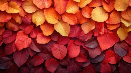 Colorful autumn leaves, vibrant hues of red, orange, and yellow, white isolated background.