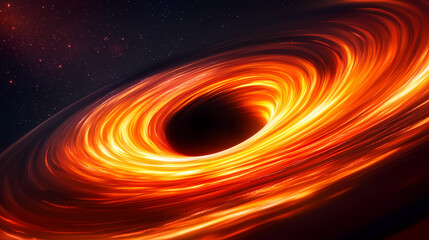 Huge black hole warps space in a 3d cartoon rendering realistic science fiction art at resolution. 3D Depth Effect. Illustration