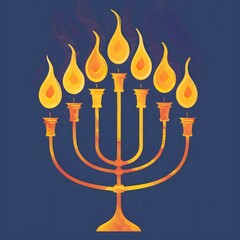 Poster - Menorah with Candles Illustration