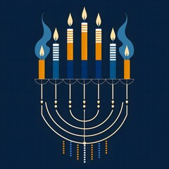 Poster - Menorah with Flames for Hanukkah