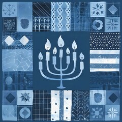 Poster - Blue Hanukkah Menorah