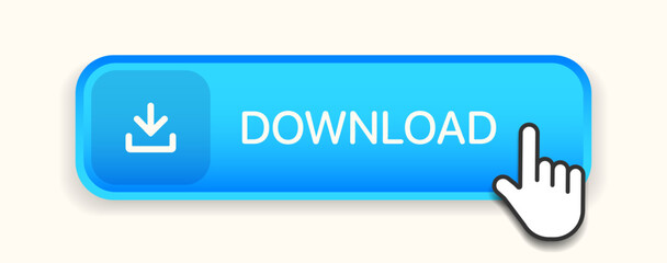 Leinwandbilder - 3D download button icon. Upload icon. Down arrow bottom side symbol. Click here button. Save cloud icon push button for UI UX, website, mobile application.