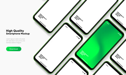 Aufkleber - Realistic smartphone mockup. Mobile phone vector with isolated on white background. Device front view. 3D mobile phone with shadow. Realistic, high quality smart phone mockup for ui ux presentation.