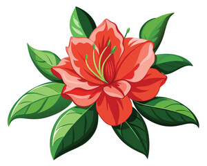 Sticker - Azalea flower vector illustration on white background