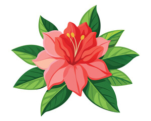 Sticker - Azalea flower vector illustration on white background