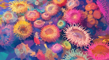 Wall Mural - Colorful Microbial Universe