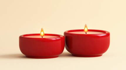 Sticker - Illuminating Red Wax Candle with Melting Details for Cozy Atmosphere