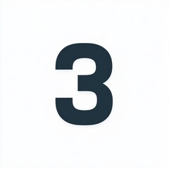 A simple, bold, dark blue number three on a white background.