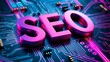 © MS - Napis SEO na tle obwodów elektronicznych