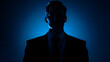 © mahamad - A silhouette portrait of a businessman with a mysterious expression, focusing on intrigue and professionalism.