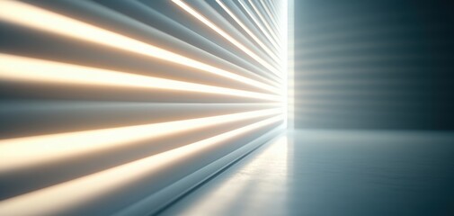 Fototapete - abstract light rays piercing through blinds, creating a serene atmosphere with soft shadows and high